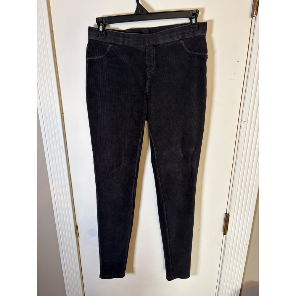 June & Daisy Womens Corduroy Leggings Pull On Stretch Pants Charcoal Gray Small